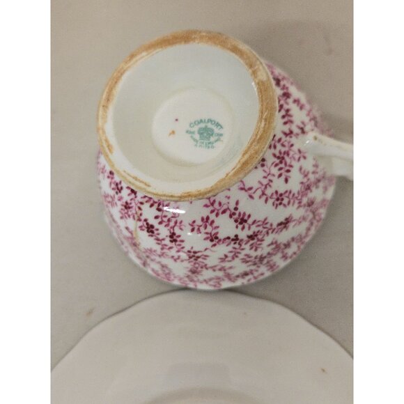 2 Coalport Maple Time Chintz Cup And Saucer Pink Mulberry Bone China 1949-1960 - Picture 6 of 6